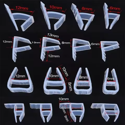 2M Waterproof Shower Door Seal Strip (6-12mm) - Universal H/F/U Type Bath Screen Gap Sealer for Glas