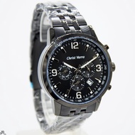 Alghani Watch Jam Tangan Pria Christ Verra C75018 Chronograph Stainless Steel Strap - Black