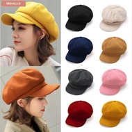 OKHALLO Newsboy Cap Baker Boy Hats Casual Autmn Winter Visor Hat Fedora Wool Caps