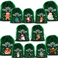 1pc Xmas Velvet Bags Small Candy Gift Bag Drawstring Pouch Christmas Party Favor Boutique Jewelry Packaging Bags