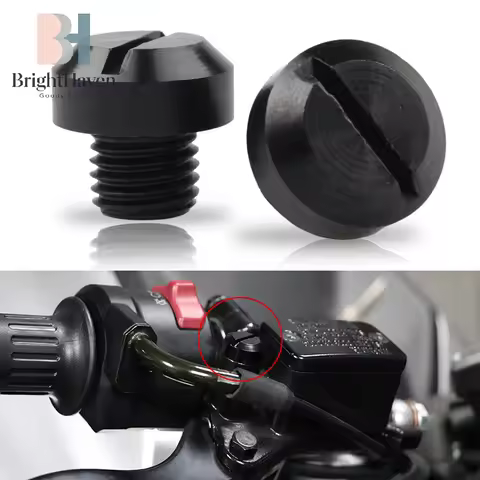 2 Pcs Motorcycle CNC Aluminum M10 x 1.25 Rear view Mirror Hole Plugs Screws Rearview Mirror Holder A