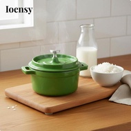 Ioensy Enameled Cookware Enamel Coated Enameled Cast Iron Dutch Oven Heat Orange