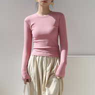 Japanese MUJI Official Store Crew Neck Bottoming Shirt Spring And Autumn Womens White Cotton T-shirt