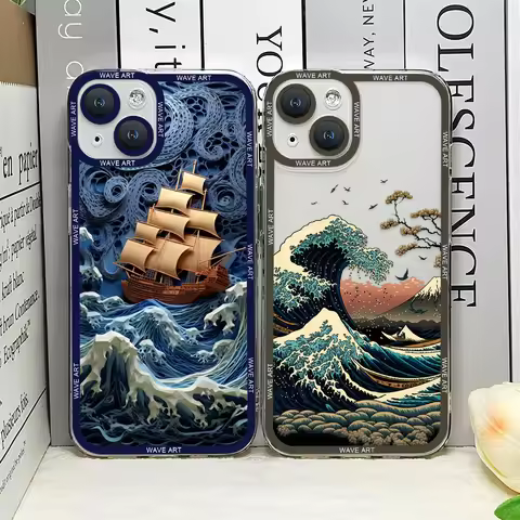 Japanese Landscape Waves Art Phone Case for IPhone 16 15 14 13 12 Mini 11 Pro Max X XR XS SE2 7 8 16