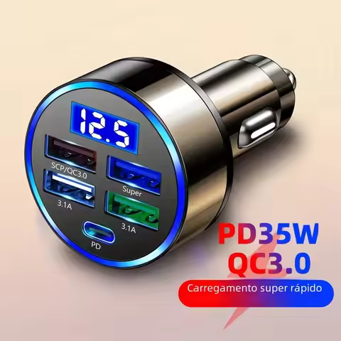 PD + QC 3.0 Fast Charging Car Phone Charger Adapter 4 Ports Usb Car Charger Type C PD35W Quick Charg