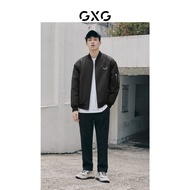 GXG Men's Black Casual Embroidered Baseball Collar Jacket
