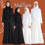 JUBAH MARIAM Dress Muslimah Labuh Jubah Haji Umrah High Grade Cotton Selesa Size S-3XL Berpoket Ready Stock Jubah Hitam Putih MuslimahAnggun