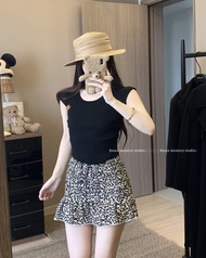 Leopard Strap Design Short Cake Skirt