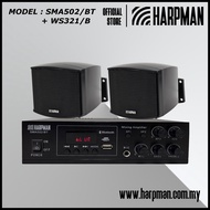 HARPMAN PACKAGE SET SMA502/BT*1 50W 2 ZONE MINI MIXING AMPLIFIER with USB/B.TOOTH + WS321/B(1PAIR) B