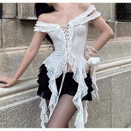 BLANK SPACE lace top and skirt