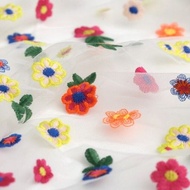 Mesh Colorful Flower Embroidery Lace Fabric Clothing Skirt Fabric Exquisite diy Embroidery Fabric
