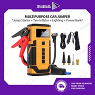 FunTech 6000cc Car Jumper Starter Air Compressor Kereta Jump Start Tire Air Pump Emergency Starter B