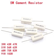 10pcs 5W 5% Cement Resistor Power Resistance 39R 43R 47R 51R 56R 62R 68R 75R 82R 91R 100R 39 43 47 5