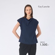 Guy Laroche Womans blouse Jersey top เสื้อผู้หญิง คอถ่วง สีกรมท่า GBDFNV