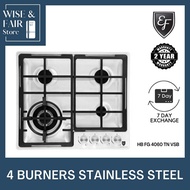 EF Stainless Steel 60CM Built-In Gas Hob | The Italia HBFG4060TNVSB 4-Burner Hob | PUB/LPG