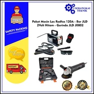 [3ITEM] Paket Mesin Las Redfox 120A - Bor JLD 12Volt Hitam - Gerinda