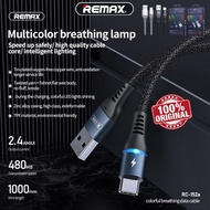Remax LED Colour Cable Type C Fast Charging Cable Micro USB Cable Fast Charging 2.4A Type C Charger 