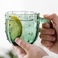 仙人掌玻璃杯家用喝水杯子帶把手單杯創意高顏值牛奶果汁杯咖啡杯