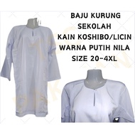 BAJU KURUNG SEKOLAH PUTIH NILA (KAIN KOSHIBO/ KAIN LICIN) SIZE 20~4XL
