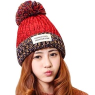 Women's bell fur hat, knit hat, bokashi winter hat, ski hat