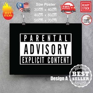 (Ready Stock) parental advisory explicit content poster Sticker Wall art deco