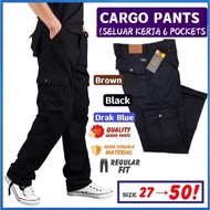 CARGO PANTS STRAIGHT CUT, kain tebal Saiz 27 - Saiz 42 Seluar Cargo Kerja Poket tepi lelaki / Men's Cargo Pants