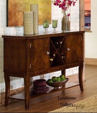 TAZU新年超級特價精選:美式復古實木古典瑰麗餐邊櫃,設計紅酒架,可放置您的紅酒.線條優美大方,收納量大.係一款實用又復古氣派的餐邊櫃.呎吋:132L X 45D X 92H CM