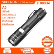 Superfire A5 Đèn pin Led có thể sạc lại xách tay quân sự siêu sáng ngọn đuốc chiến thuật không thấm 