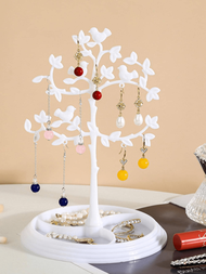 1入組鳥&amp;樹設計耳環展示支架珠寶收納盒適用於耳環,項鍊