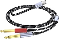 DCNETWORK USB C to 1/4" inch Audio Cable, Type C to Dual 6.35mm TRS Stereo Aux Cord Y Splitter for S