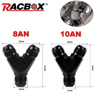2X AN-8 AN-8 8AN Fuel Block Fitting Junction 10 AN Y Block Flare Fitting Adapter Union Splitter For 
