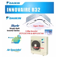 Daikin Innovaire 5.0hp R32 Inverter Ceiling Cassette Type Air Conditioner FCF125C &amp; RZF125CV (Panel BYCQ125EAF) - R32 Inverter Series