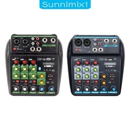 [Sunnimix1] 4 Channels Audio Mixer USB Digital Mixer for DJ Mixing Party Small Stage