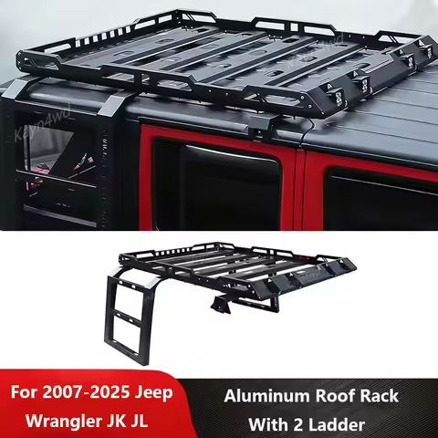Off Road 4x4 Accessories Aluminum Roof Rack Cargo Carrier Luggage Basket With 2 Ladder For 2007+ Jee