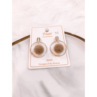READY STOCK S926 silver needle fur ball earings