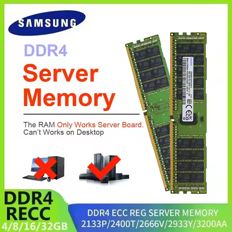 SAMSUNG Server Memory DDR4 Ram 16GB 4GB 8GB 32GB PC4 2400MHz 2133MHz 2666MHz 2133P 2400T 2666V REG E