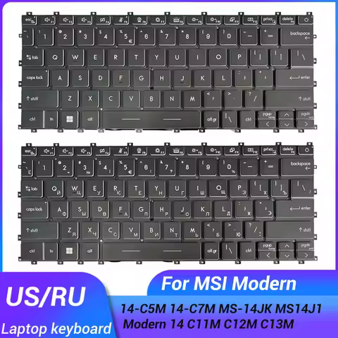 NEW For MSI Modern 14-C5M 14-C7M MS-14JK Modern 14 C11M C12M C13M MS14J1Laptop Russian US Keyboard B