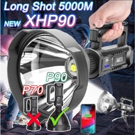 Portable Powerful XHP90 LED Flashlight Handheld long shot lampu suluh USB Rechargeable Stand Super B