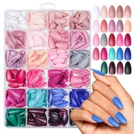 Press on Nails 24 Colors 720PCS Short Almond False Nails with 15 Sizes Full Cover Press on Nails for