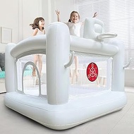 CHUNNIAN Inflatable Bounce House, White Bounce House for Kids 3-6 with Basketball Hoop, 5.9ft L x 5.