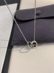 💜CARTIER 卡地亞 LOVE系列 18K金 帶鑽雙環 鎖骨鏈項鍊 女款 生日/情人節禮物