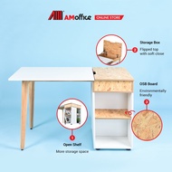 AM Office Afeel OSB Board Home Working Desk Study Desk Computer Table c/w Open Shelf Cabinet