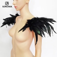 [SONONIA] Shoulder Epaulette Artificial Feather Shawl Feather Shrug Shawl for Halloween Fancy Dress 
