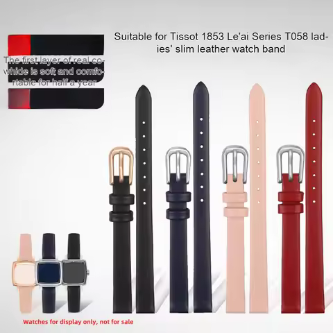 Genuine Leather Watch strap 9mm Women's Slim Thin For Tissot LOVELY T058 T058109A Bracelet SEIKO Fos