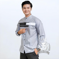 Baju koko Yordan kemeja koko putih kemeja pria lengan panjang kemeja qori apparel model ammu
