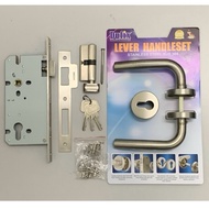 Mortise lever handle, complete set, mortise lock 6085, stainless steel handle, kunci fire door.