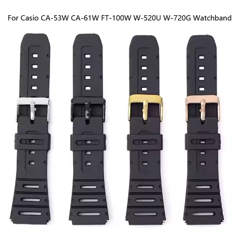 TPU strap bracelet for Casio CA-53W CA-61W FT-100W W-520U W-720G Sport Watch band waterproof soft wa