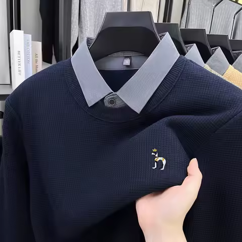 2025 New Premium Winter Wool Crewneck Pile-Look Business Casual Flared Thickened Thermal Sweater Kni