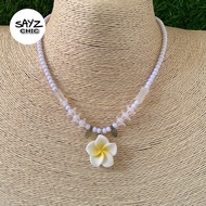 SAYZchic | Plumeria Necklace | Flower Pendant Necklace | Bohemian Necklace