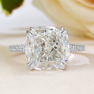 Luxury Cushion Cut 4ct Moissanite Diamond Ring Real 925 Sterling Silver Party Wedding Band Rings for